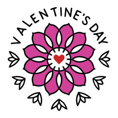 valentine's day mandala art on white background