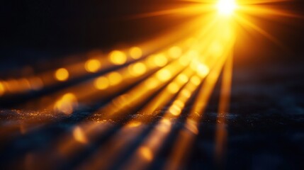 Golden Rays of Light Illuminating a Dark Surface