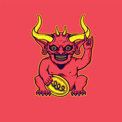 Demonic charm in lucky cat style