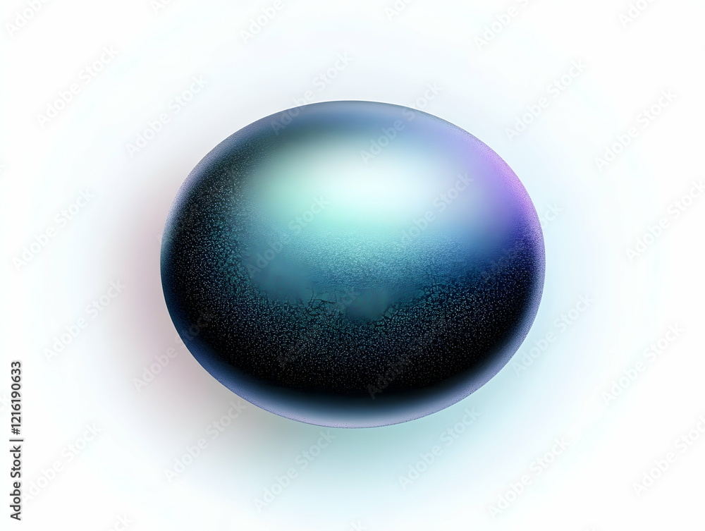 Poster 3d rendered iridescent sphere with a textured surface on a white background