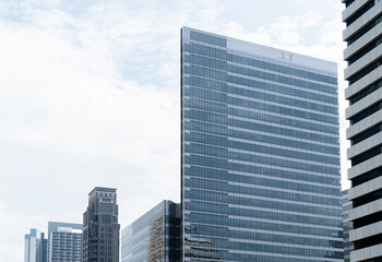 Obraz premium Modern building cityscape view with blue sky background