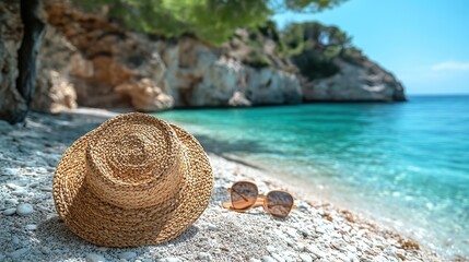 Beach essentials Summer bag, sunglasses, flip-flops, and more for your ultimate summer adventure