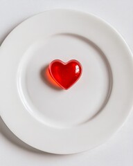 minimalist copy space with a decorative heart shaped candy and Related: diabetes, health, sweet, treat.