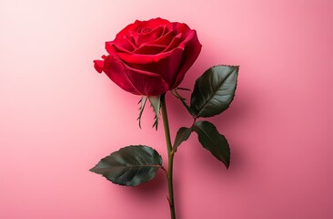 A red rose on a pink background