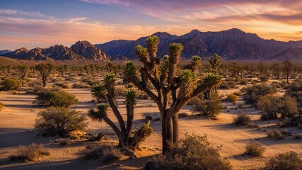 Obraz premium Joshua Tree National Park at Sunset with Scenic Views