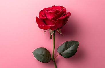 A red rose on a pink background