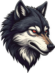 Black and white wolf head illustration