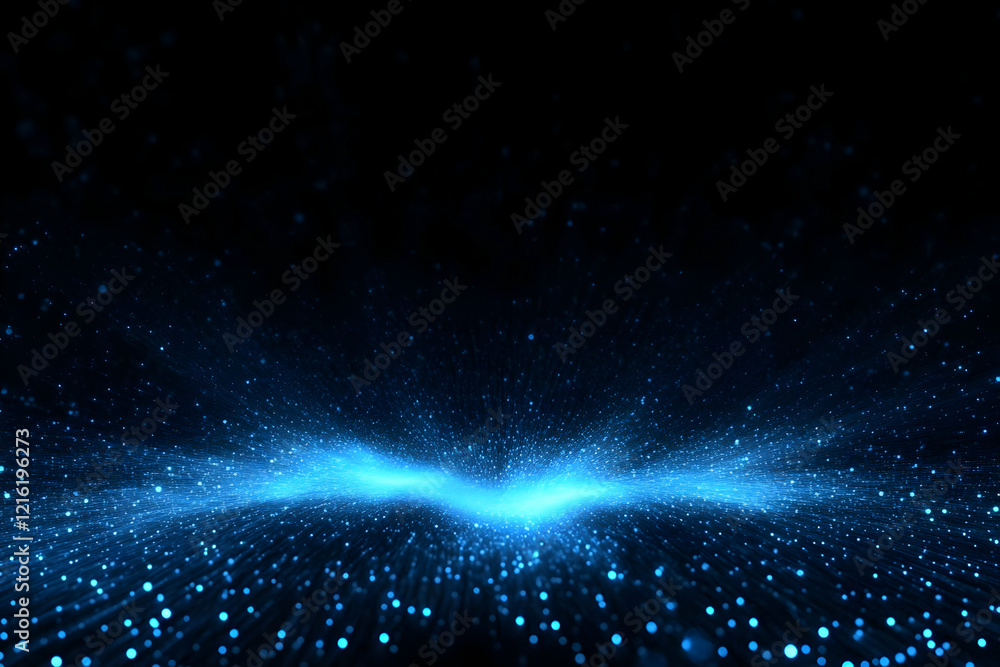 Aufkleber abstract blue particles background emits light dynamically across a dark space