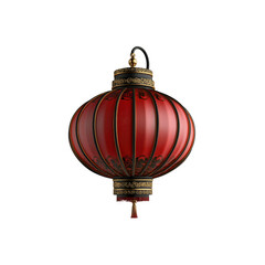 Elegant Red Chinese Lantern with Gold Accents - Festive Decoration