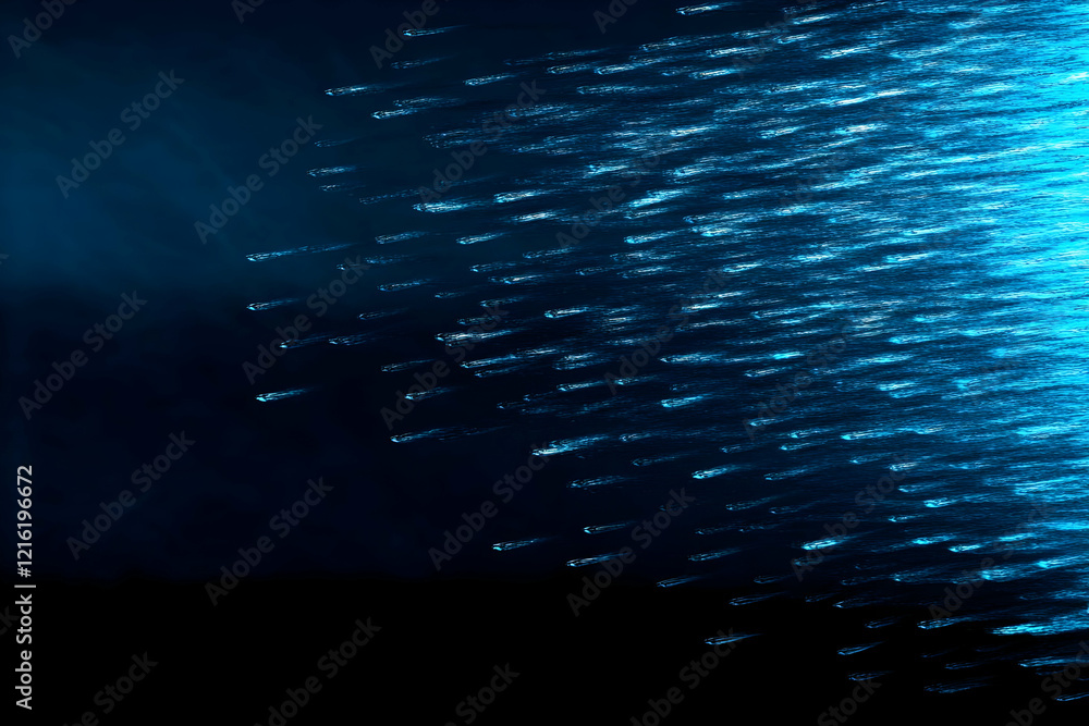 Aufkleber abstract blue light trails flowing downward on dark background with subtle texture, creating a dynam