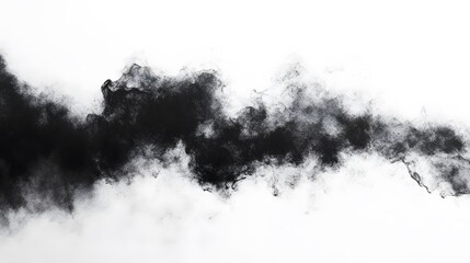 Abstract Black Ink Splashes on White Background