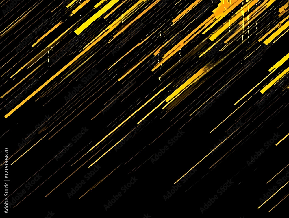 Poster abstract background with diagonal gold lines on black dynamically streaking across the frame
