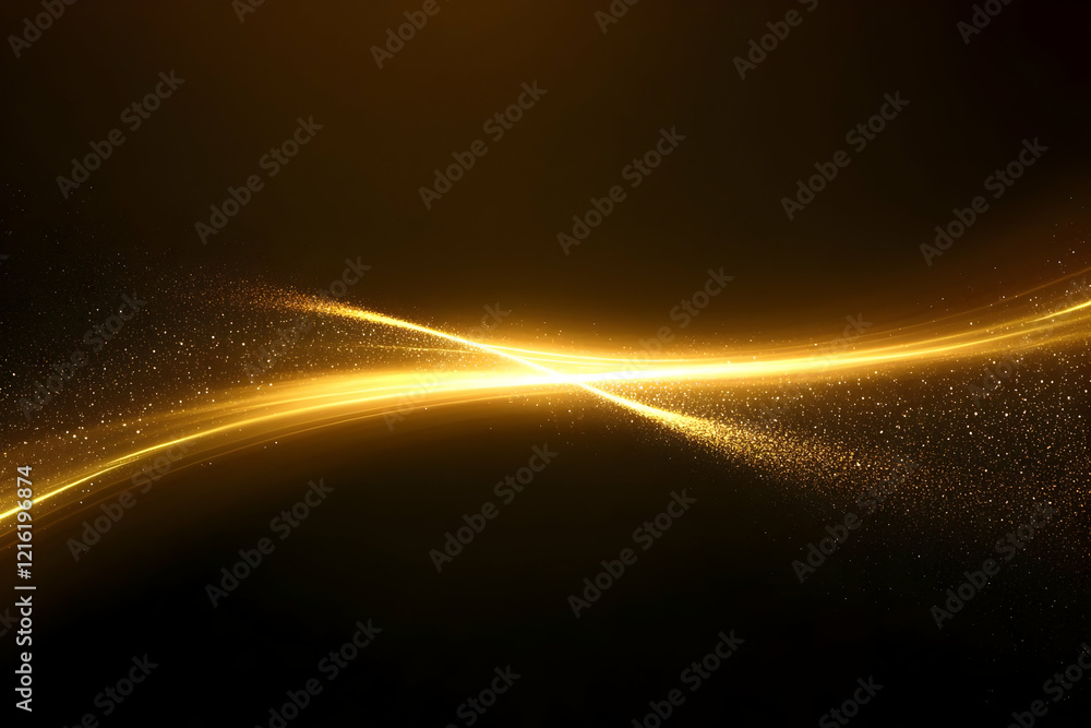 Aufkleber golden particles flowing abstract background with elegant light streaks and soft focus