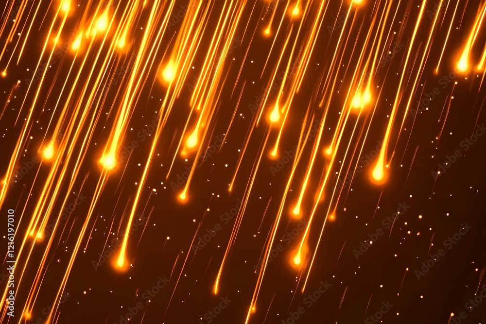 Aufkleber abstract background with golden light streaks and particles dynamically falling