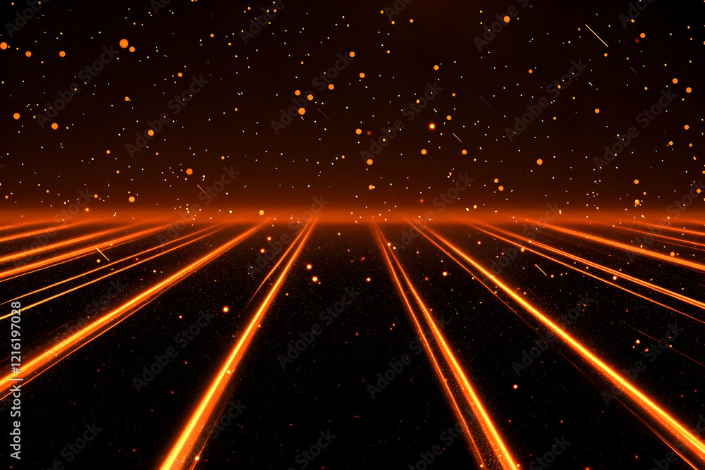 Aufkleber abstract background with orange light trails and particles beautifully dynamically
