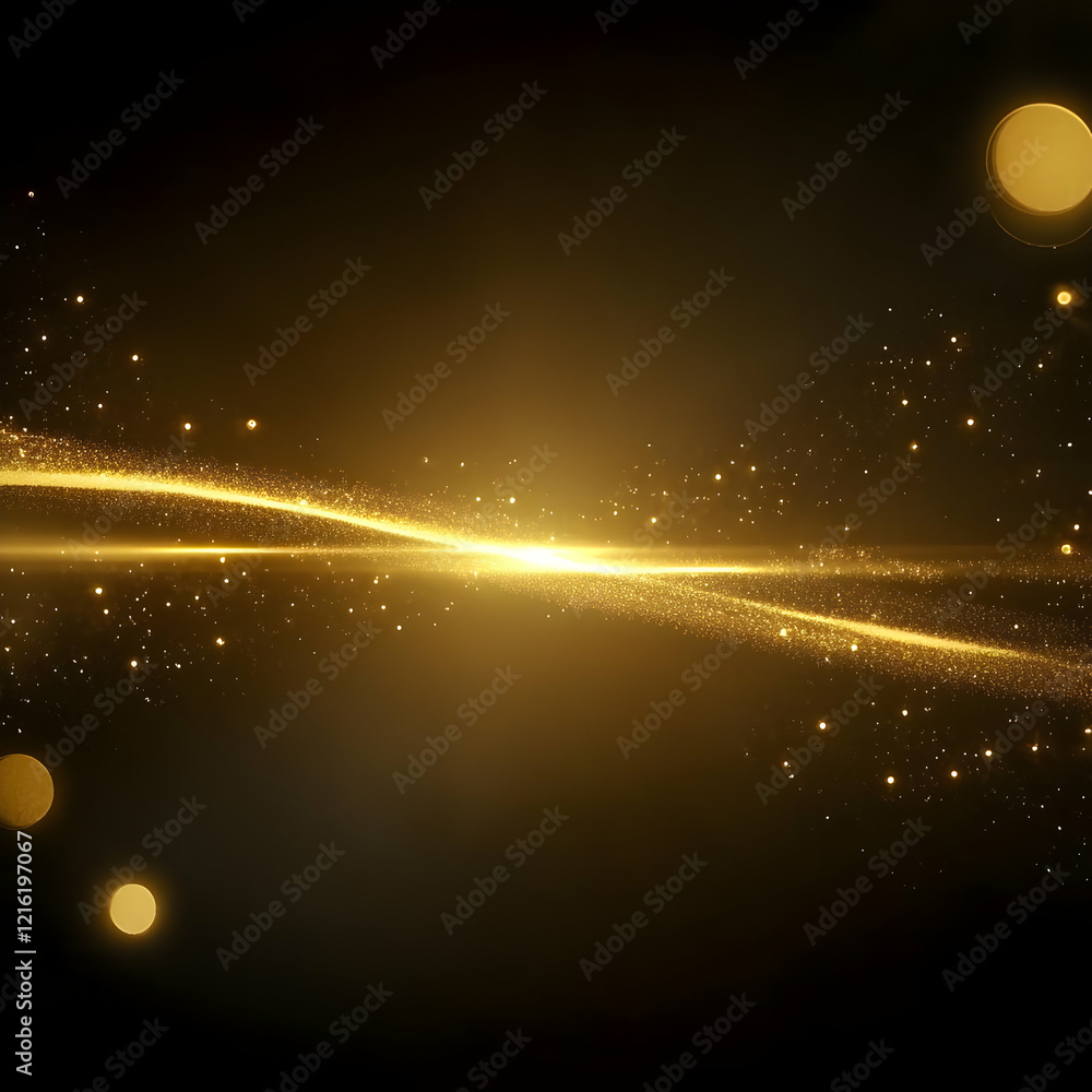 Sticker Golden Particles Abstract Background with Elegant and Futuristic Shine.