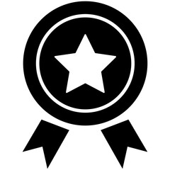 Fototapeta premium Star Award Badge Icon with Ribbon for Winner Achievement and Quality Rank