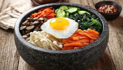 Delicious Korean Bibimbap Bowl: A Colorful and Nutritious Meal