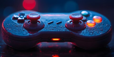 Video game controller with a red button on the top left