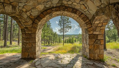 Obraz premium Architectural triumph with archways blending nature and stone