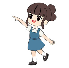 Cartoon Kid Girl Happy Vector Illustration