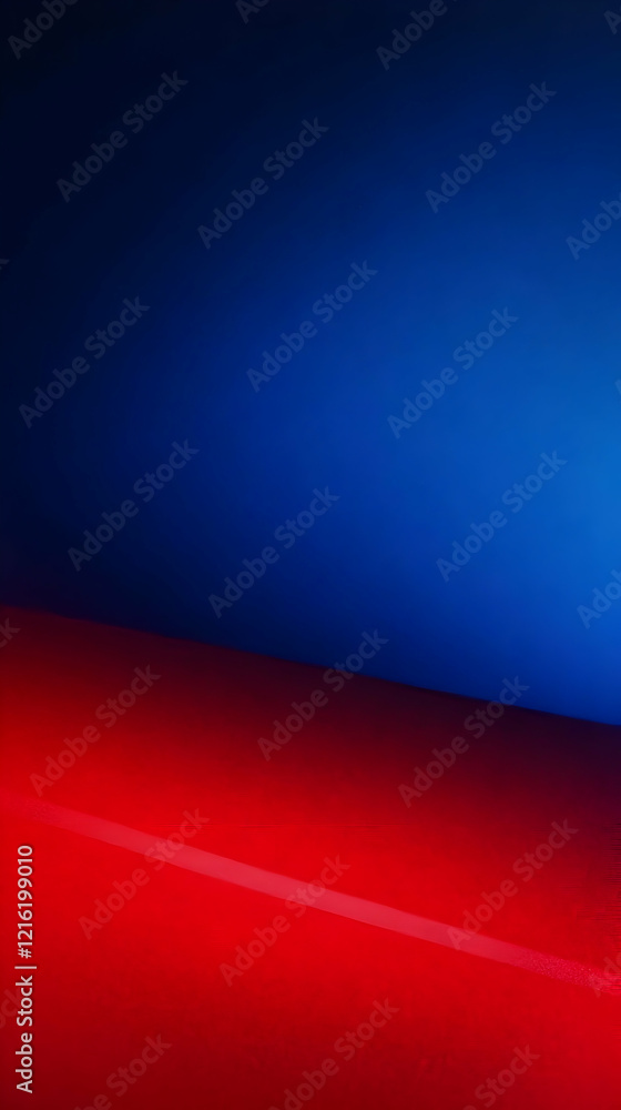 Poster abstract background blends deep blue and vibrant red with a subtle diagonal line of light