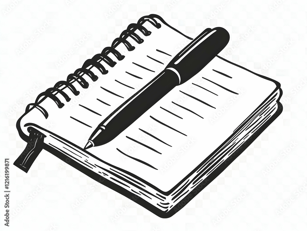 Poster spiral notebook with pen rests open, ready for notes or sketches