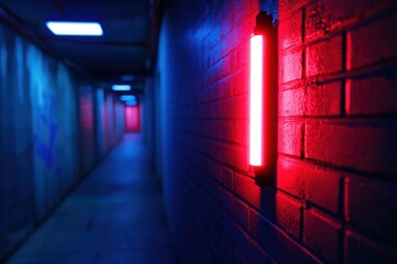Neon Glow in Urban Tunnel: A Cyberpunk Vibe