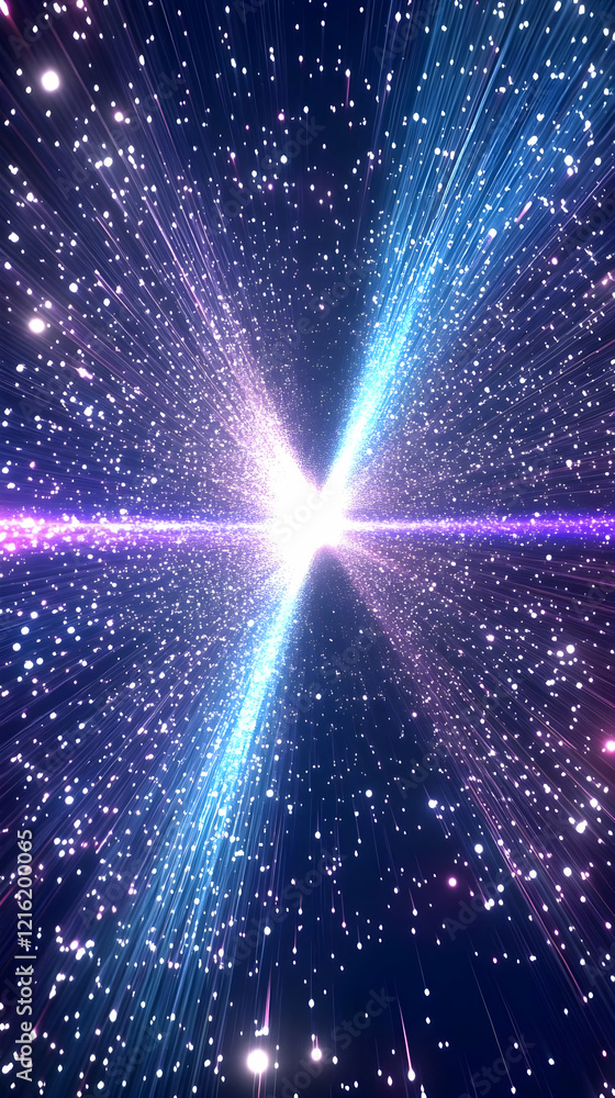 Aufkleber abstract background with light rays emanating from bright center in deep space.