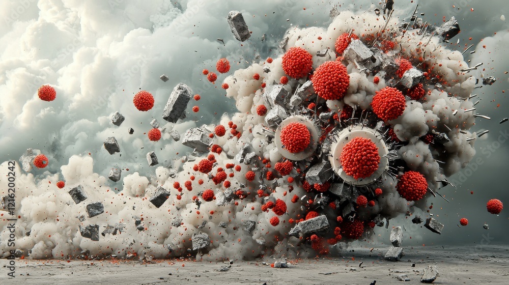 Poster Destruction of hmpv virus in digital simulation laboratory setting scientific visualization virtual environment analytical perspective viral inactivation concept for seo optimization