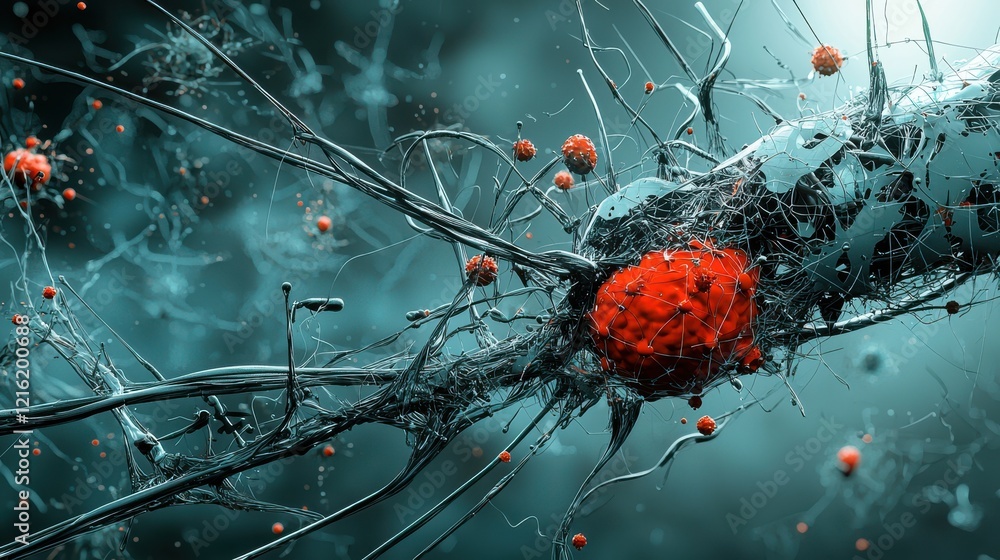 Aufkleber Dynamic visualization of hmpv virus particle bursts in laboratory environment an insightful study
