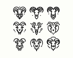 Fototapeta premium Set of Goat Logo Design Template 