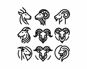 Obraz premium Set of Goat Logo Design Template 