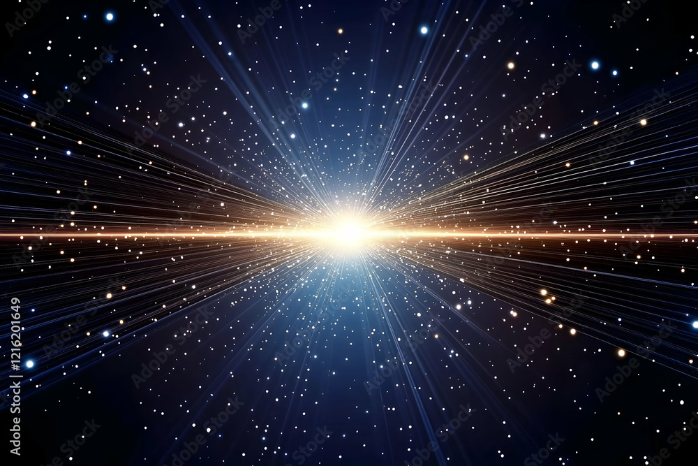 Poster abstract background with light rays and particles creates dynamic visual effects