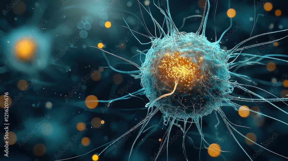 Poster visualizing the genetic material of hmpv virus a glowing insight into viral research laboratory scie