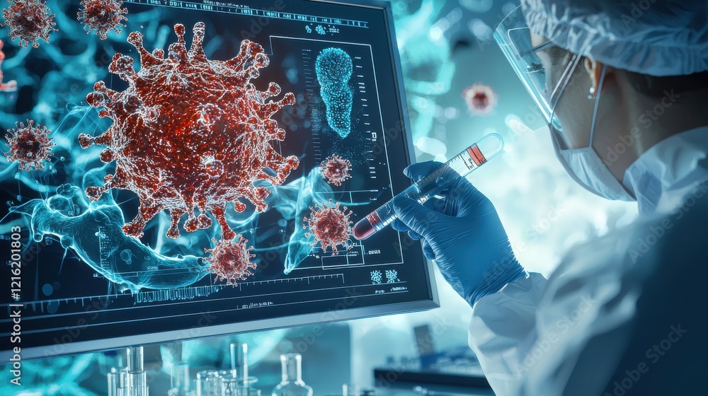 Poster Observing hmpv virus sample in laboratory setup science environment research perspective for enhanced understanding
