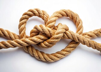 Fototapeta premium White backdrop showcases a heart rope knot, a powerful image of love's enduring bond.