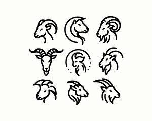 Set of Goat Logo Design Template 