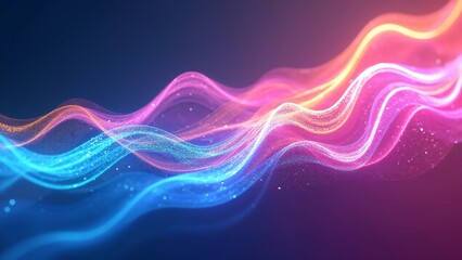 "Colorful, flowing lines that symbolize a mental journey, using electric blues, purples, and pinks, with shifting intensities against a minimal gradient background."