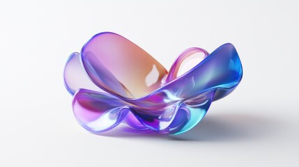 Iridescent Glass Sculpture Flowing Organic Form Modern Design