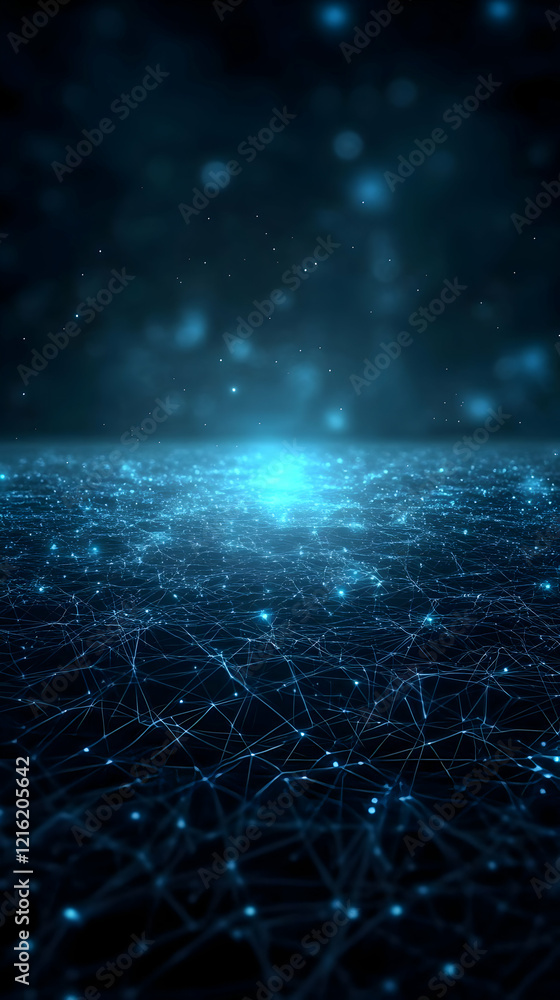 Poster abstract background creates a network of interconnected lines with glowing nodes beautifully.