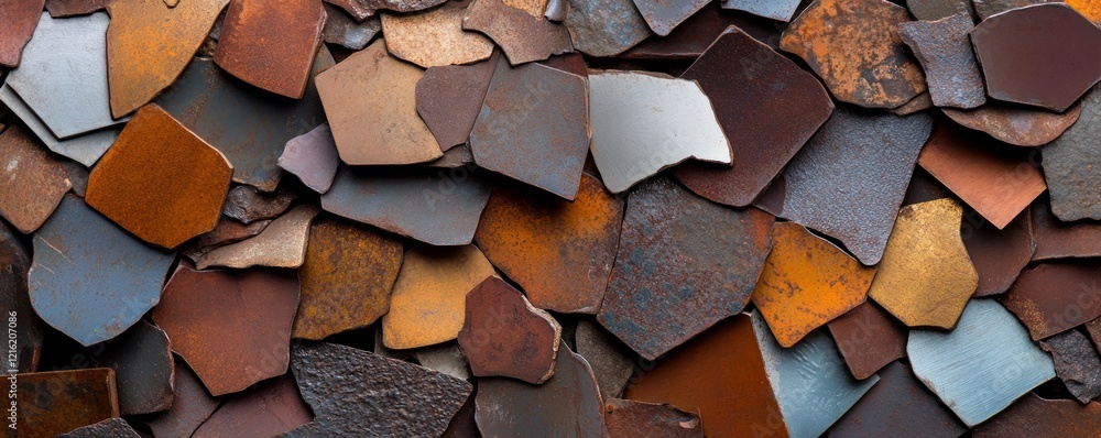 Aufkleber the usage of mitigation strategies and the recycling concept. layered colorful slate tiles create an
