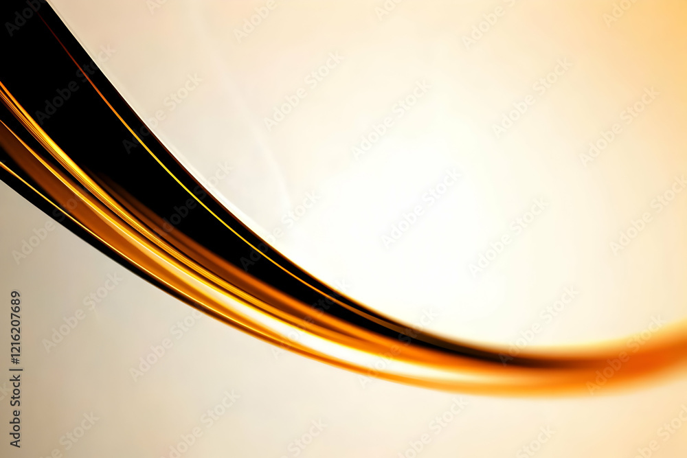 Poster abstract golden light wave flows across white background creating a serene atmosphere