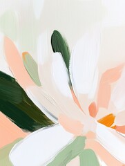 Delicate floral abstraction showcasing soft pastel hues and radiant brush strokes