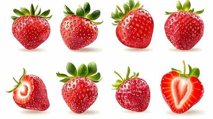Strawberry isolated on white background. fresh red fruit with clipping path.