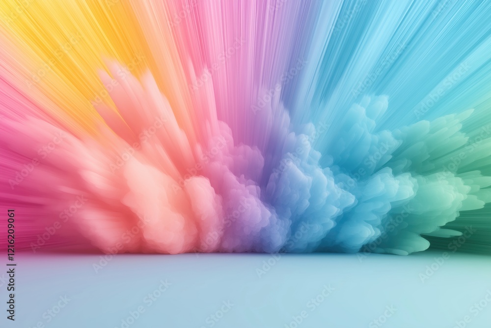Poster a vibrant explosion of pastel colors, blending and swirling together to create a dynamic and visuall