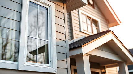 Modern House Exterior: Architectural Design and Details. High-quality image showcasing the contemporary home's exterior, highlighting its design elements and architectural features.