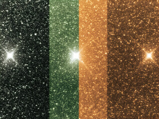Vertical Stripes Glitter Texture Background Sparkles with Black, Green, Gold, and Brown Colors