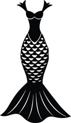 Mermaid dress silhouette vector illustration