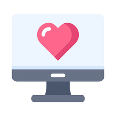 computer love flat icon
